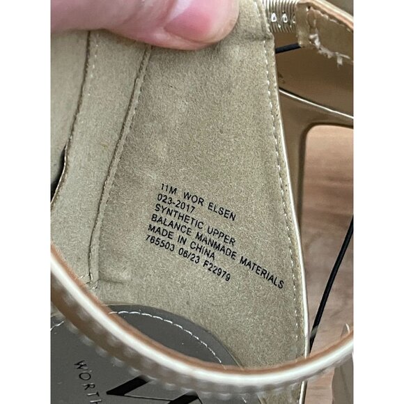 NWT Worthington Gold High Heel Sandals With Ankle Strap & Zipper Back - Size 11M - Picture 4 of 7